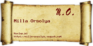 Milla Orsolya névjegykártya